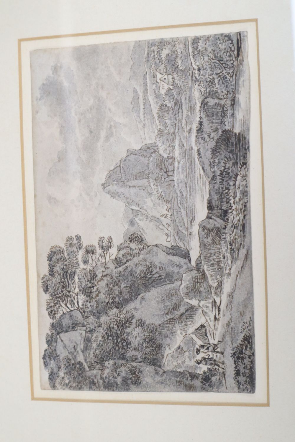 Circle of Franz Kobell (1749-1822), ink and wash, Figures in a landscape, 10.5 x 17cm